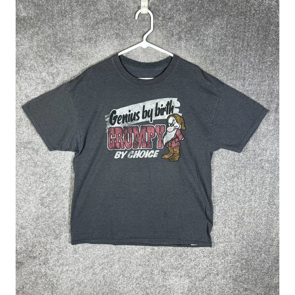 Disney Parks Snow White Genius by Birth GRUMPY By Choice T-Shirt Mens XL Gray - Picture 1 of 15